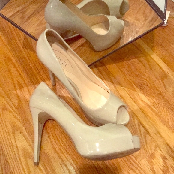 Guess Shoes - Beige Peep Toe Guess Pumps